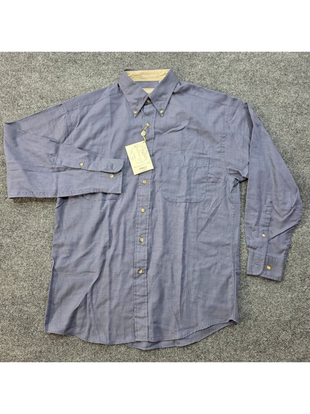 Khaki's by Arrow Mens Chambray Button Down Shirt M Blue Preppy Office Minimalist